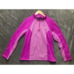 FILA Sport Pullover Jacket Sweatshirt Woman’s Sz L Pink Fuscia 1/4 Zip Outdoors
